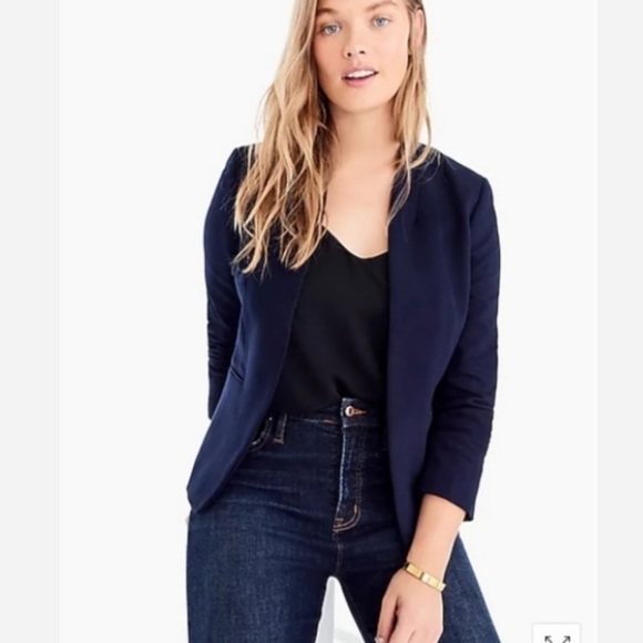 NWT J. CREW Business Casual Women’s Navy Suit Coat Jacket Stretch Twill Blazer - Picture 2 of 8